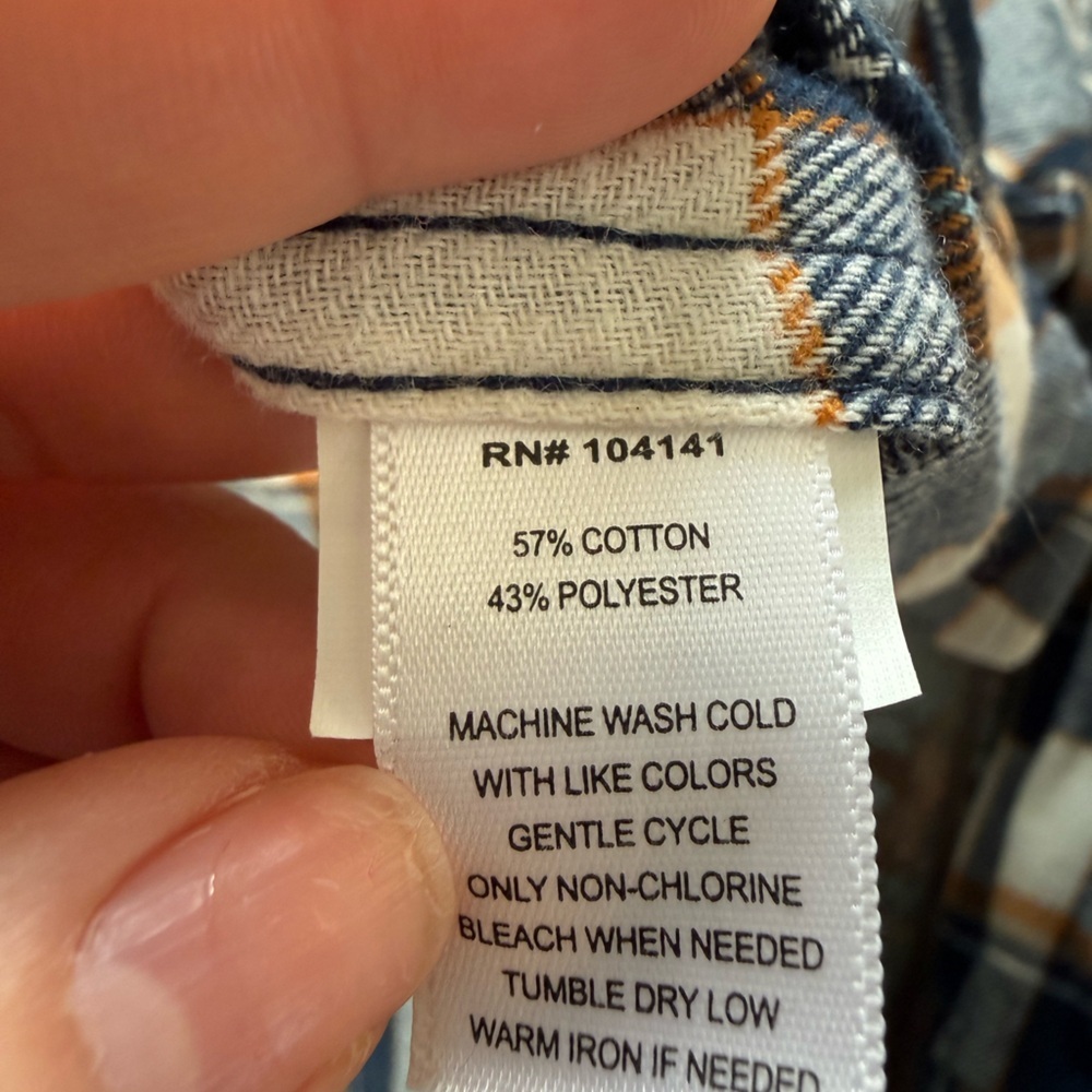 Northeast outfitters Navy and Tan Plaid Button-Down Shirt - Picture 7 of 8
